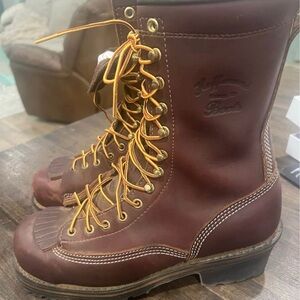 600 CT POWERLINE Boots 10" All Leather Composite Toe Size 9D (run big)